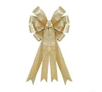 Tessuto e polvere d'oro Per fiocco natalizio progettato per decorazioni esterne tra cui cime degli alberi, porte, recinzioni con struttura a nastro metallico (dorato)