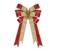 Tessuto e polvere d'oro Per fiocco natalizio progettato per decorazioni esterne tra cui cime degli alberi, porte, recinzioni con struttura a nastro metallico (rosso + oro)
