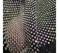 Tessuto elastico ad alta densità della maglia del strass di cristallo elastico per il tessuto scintillante del strass degli abiti da sera di usura del partito