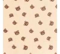 Tessuto Fleece Morbido A Due Facce Con Volti Di Orso Beige