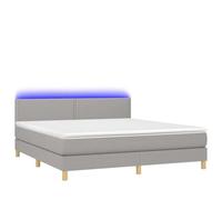 Tessuto Imbottito Testiera Regolabile Con LED 180x200 Grigio Chiaro | Letto con Materasso a Molle LED Grigio Chiaro 180x200 cm Tessuto Regolabile Supporto Schiena