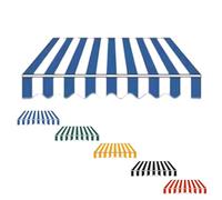 Tessuto impermeabile per tenda da sole, 250 cm, 300 cm, 400 cm, a righe, ricambio per giardino, balcone, patio, blu, 400 x 200 cm
