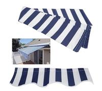 Tessuto impermeabile retrattile per tenda da patio, ricambio in poliestere, copertura ombreggiante per esterni, per cortile, terrazza, balcone, strisce blu-bianche, 6 x 3,5 m