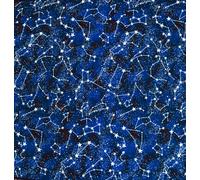Tessuto In Cotone 100% Con Stelle E Costellazioni Luminescenti