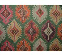 Tessuto In Cotone 100% Ikat Kilim Verde Sorrel Per Tendaggi Cuscini E Sacchetti