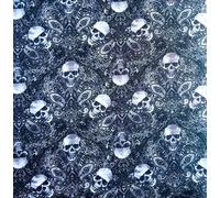 Tessuto In Cotone 100% Per Halloween Con Teschi In Filigrana Gotica