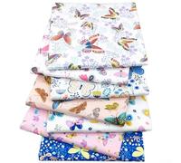 Tessuto in cotone con farfalle, set da 8 pezzi, per quilting e artigianato fai da te, libera la tua creatività (25 x 25 cm)