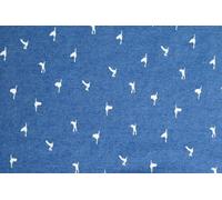 Tessuto In Cotone Denim Stampato - UCCELLI Blu Chiaro