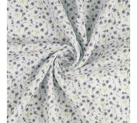 Tessuto In Cotone Double Gauze Muslin Fiori Denim