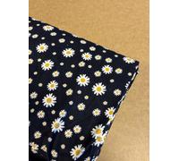 Tessuto In Cotone Needlecord Stampato Con Fiori Neri. Venduto Al Metro