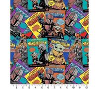 Tessuto in cotone Star Wars Mandalorian Comics da 1 metro e 110 cm di larghezza (100% cotone, tessuto con licenza, ideale per artigianato, trapuntatura, cucito, bandiere)