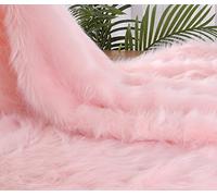 Tessuto in finta pelliccia tessuti peluche materiale in pelliccia sintetica a pelo lungo tessuto soffice per costumi Moda Tappeti Puntelli Fondali Cosplay Decorazione sedia 170cm*(Color:rosa chiaro)