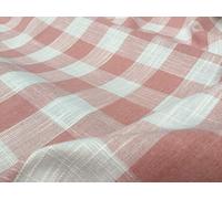 Tessuto in lino a quadretti, tessuto a quadretti, per sartoria, tende, arredamento per la casa, larghezza 140 cm (rosa e bianco, 2 metri)