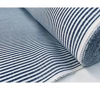Tessuto in lino a righe color caramella, in cotone leggero, a righe bianche, decorazione per la casa, per sartoria, larghezza 150 cm (blu navy (1 metro))