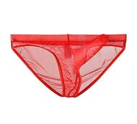 Tessuto in maglia fine da uomo trasparente per esperienze seducenti, momenti speciali con design discreto traspirante come biancheria intima da uomo, Colore: rosso, L