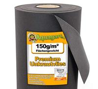 Tessuto in Pile da Giardino Aquagart 150 g con 10 ancoraggi a Terra I Tappetino Ecologico in PP, permeabile all'Acqua I Vello per pacciamatura Contro Le Erbacce (40 m x 1,5 m)