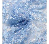 Tessuto in pizzo 3D con motivo floreale ricamato in tulle, 1 yard*130 cm, tessuto a rete con paillettes, per abiti fatti a mano, abito da sposa, decorazione per la casa, runner in tulle