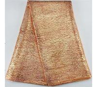 Tessuto in pizzo ricamato, Tessuto in pizzo broccato nigeriano con linea dorata, multicolore, 5 iarde, 51-52 pollici di larghezza(36005)