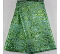 Tessuto in pizzo ricamato, Tessuto in pizzo broccato nigeriano con linea dorata, multicolore, 5 iarde, 51-52 pollici di larghezza(36004)