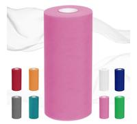 Tessuto in Tulle, 30 cm x 92 m, Tulle per Bomboniere, Nastro in Rosso/Bianco, per Gonna da Tavolo, Matrimonio, Decorazione Auto, Fai da Te, Decorazione per Feste (Rosa)