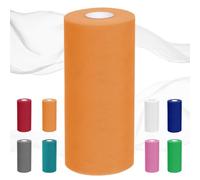 Tessuto in Tulle, 30 cm x 92 m, Tulle per Bomboniere, Nastro in Rosso/Bianco, per Gonna da Tavolo, Matrimonio, Decorazione Auto, Fai da Te, Decorazione per Feste (Arancione)