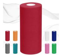 Tessuto in Tulle, 30 cm x 92 m, Tulle per Bomboniere, Nastro in Rosso/Bianco, per Gonna da Tavolo, Matrimonio, Decorazione Auto, Fai da Te, Decorazione per Feste
