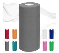 Tessuto in Tulle, 30 cm x 92 m, Tulle per Bomboniere, Nastro in Rosso/Bianco, per Gonna da Tavolo, Matrimonio, Decorazione Auto, Fai da Te, Decorazione per Feste (Grigio)