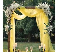 Tessuto in tulle morbido, 5 m x 160 cm, da cucire, tessuto decorativo, drappeggio, tessuto al metro, per archi di nozze, decorazione a mani libere, cerimonie, feste, velo, nero, giallo uovo