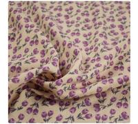 Tessuto in velluto a coste di cotone ricamato, Corduroy Printed Tulip Little Flower Fabric Apparel and Shoes Handmade Sewing Material A/W(Purple)