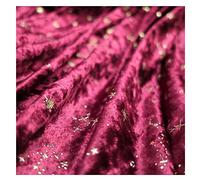 Tessuto In Velluto Elasticizzato 155x100cm Tessuto Velour con Motivo Stella Luna Morbida Per Artigianato Fai-da-te, Costume di Abbigliamento, Decorazioni, Sfondo Fotografico(Color:rosso,Size:2m)