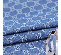 Tessuto jeans denim, Tessuto denim jacquard blu for cucito fai da te, cappotti, pantaloncini, pantaloni, vestiti, gonne, artigianato(Blue 1)