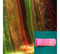 Tessuto luminoso in fibra ottica, con LED arcobaleno che cambia colore, lampeggiante, per rave e festival hip hop, rosa 20 cm x 100 cm
