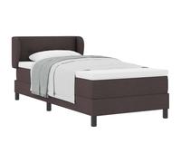 Tessuto Marrone Scuro Testiera Regolabile Letto Singolo 90x190 cm | Letto a molle con materasso Marrone Scuro 90 x 190 cm Tessuto Singolo con testiera regolabile struttura robusta per camera da