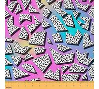 Tessuto Memphis anni '80 e '90 di The Yard Memphis, tessuto geometrico vintage alla moda per tappezzeria per sedie anni Ottanta, Funky Hipster, tessuto impermeabile per esterni, 460 x 150 cm