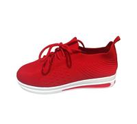 Tessuto mosche casual e traspirante, fondo spesso, lacci, scarpe da ginnastica, scarpe casual, Colore: rosso, 42 EU