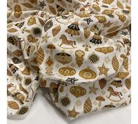 Tessuto natalizio al metro cotone, decorazioni oro, perfetto per progetti artigianali di Natale, patchwork, trapuntatura, bandierine, borse artigianali, progetti di interni