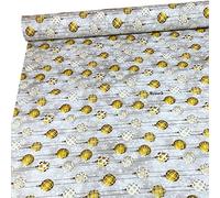 Tessuto Natalizio Al Metro Cotone - Telo Arredo stoffa a Metraggio per Cuscini Tovaglia Natalizia Grandfoulard Divano Copriletto Matrimoniale Copridivano 3 posti Tappezzeria Tende (Palline Oro, cm280)