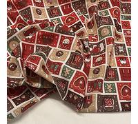 Tessuto natalizio al metro cotone, Tessuto babbo natale tipico natalizio, perfetto per progetti artigianali di Natale, patchwork, trapuntatura, bandierine, borse artigianali, progetti di interni