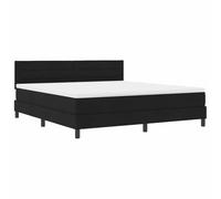Tessuto nero con testiera regolabile LED letto matrimoniale 180x200 cm | Letto matrimoniale con materasso e testiera regolabile con luci LED integrate Nero 180x200 cm Tessuto traspirante con