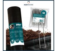 Tessuto non tessuto antierbacce 2 x 10 m 90 g/m² nero UV stabile con 50...
