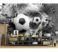 Tessuto non tessuto per cameretta bambini, calcio - Per bambini - Tessuto non tessuto effetto 3D - Astratto, 350cmx256cm Poster - Adesivi murali - Quadri senza cornice