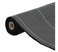 Tessuto non tessuto per erbacce nero, 1,5 x 25 m, in polipropilene, resistente agli strappi, permeabile all'acqua, traspirante, per aiuole rialzate, terrazze, giardini in pietra e serra, con blocco