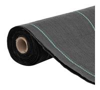Tessuto non tessuto per pacciamatura nero, 0,5 x 10 m, in polipropilene antistrappo, con strisce verdi, permeabile all'acqua, traspirante, come barriera per le radici, per aiuole rialzate, terrazze