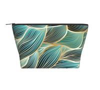 Tessuto oro e verde strutturato, Borsa da toilette Borsa per trucco Borsa per cosmetici Borsa da toilette da viaggio portatile
