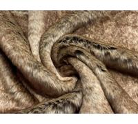 Tessuto Pelliccia Sintetica Super Luxury Materiale Marrone Puntinato Gallina