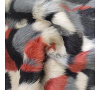 Tessuto Pelliccia Sintetica Super Luxury Materiale - Nero Grigio Rosso Bianco