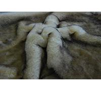 tessuto pelliccia sintetica super luxury materiale - Super Morbide Bianco/Marrone Husky - Ultra-Morbido Bianco/Marrone Husky, 1Mtr - 150cm x 100cm