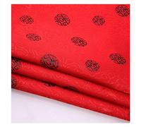 Tessuto per abiti in broccato cinese, tessuto flor Cerchio retrò rosso rotondo nero all'interno del carattere cinese "Xi" for eventi festivi di buon auspicio che implicano stoffa artigianale Cheongsam