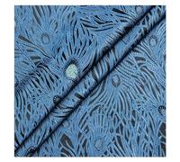 Tessuto per abiti in broccato cinese, tessuto flor Coda di pavone Splendido modello di piume Design sovrapposto luminoso Cuscino for abito Cheongsam fatto a mano Tessuto in stile cinese 75X100 cm(Blau