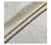 Tessuto per abiti in broccato cinese, tessuto flor Coda di pavone Splendido modello di piume Design sovrapposto luminoso Cuscino for abito Cheongsam fatto a mano Tessuto in stile cinese 75X100 cm(Geel